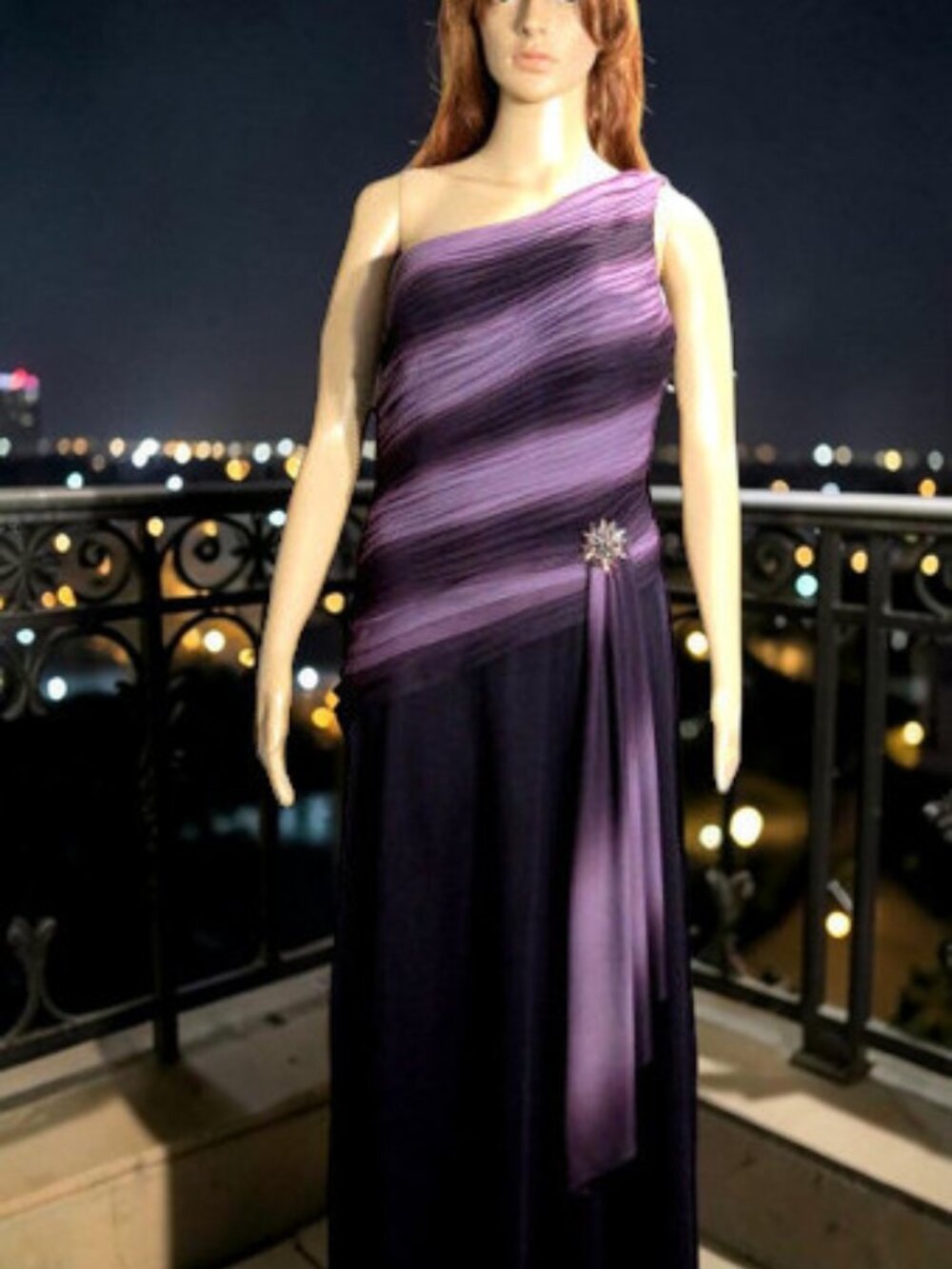 Purple One Shoulder Gown by Alex Evenings